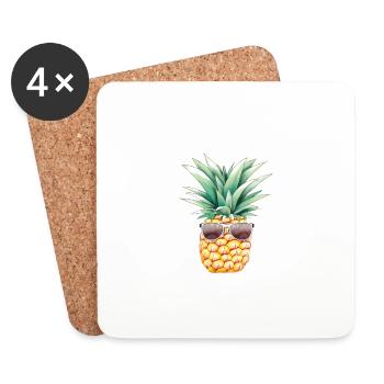 Pineapple Sunglasses Beach Hawaiian Holidays - Dessous de verre (lot de 4) - blanc - Devant