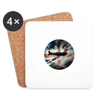 Spitfire Avion de chasse Angleterre Royaume-Uni - Dessous de verre (lot de 4) - blanc - Devant