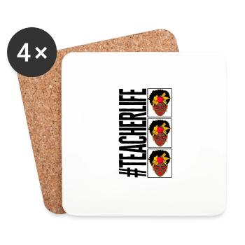 Black Lives Matter Shirt, Teacher Life Afro Curly - Dessous de verre (lot de 4) - blanc - Devant