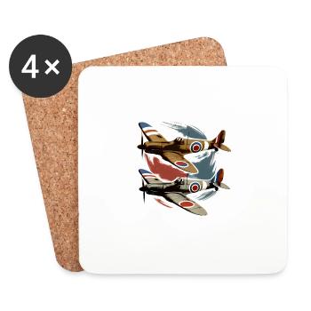 Pilote Spitfire Avion Aviateur Militaire - Dessous de verre (lot de 4) - blanc - Devant