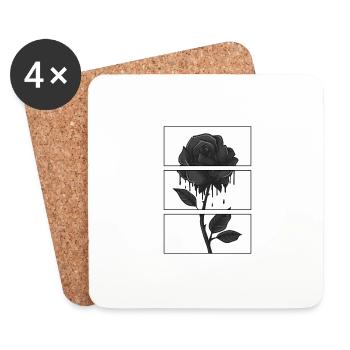 Gothic Shirt, Bleeding Black Rose Soft Grunge - Coasters (set of 4) - white - Front
