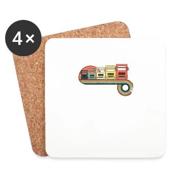 Camión Retro Vintage Puesta de sol Arco iris Color - Dessous de verre (lot de 4) - blanc - Devant