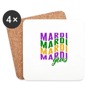 Mardi Gras Fleur De Lis Shirt, Lustiger Mardi Gras - Untersetzer (4er-Set) - Weiß - Vorne