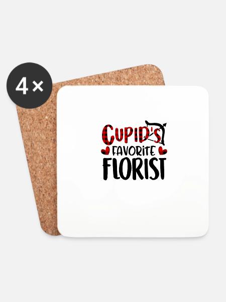 Valentinstag Amors Lieblingsflorist Büffel - Untersetzer (4er-Set) - Weiß
