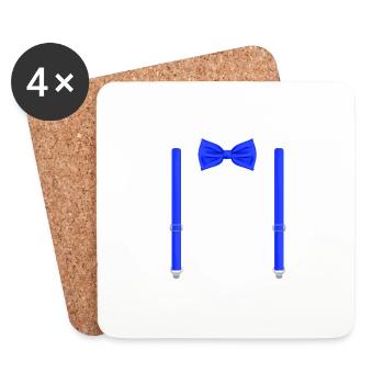Drôle de nœud papillon bleu avec bretelles parfait - Dessous de verre (lot de 4) - blanc - Devant