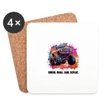 Truck Big Retro Race Dad Trucker Lover Jam Vintage - Dessous de verre (lot de 4) - blanc - Devant