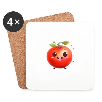 Tomato Funny Baby Gardening Botanical Vegan - Coasters (set of 4) - white - Front
