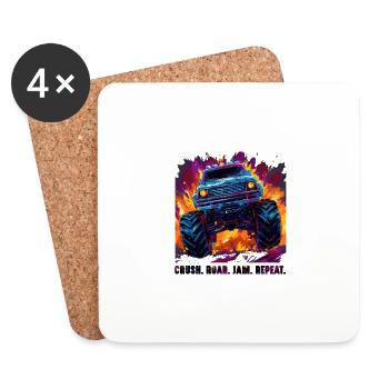 Truck Big Retro Race Papa Trucker Lover Marmelade Vintage - Untersetzer (4er-Set) - Weiß - Vorne