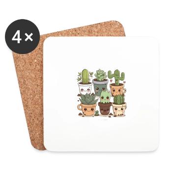 Kaktus Florist Lustige Sukkulentenliebhaber Topfpflanze - Untersetzer (4er-Set) - Weiß - Vorne