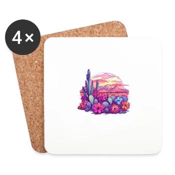 Cactus Desert Western Texas Plante succulente - Dessous de verre (lot de 4) - blanc - Devant