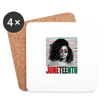 Black Lives Matter T-Shirt, Juneteenth T-Shirt, Haare - Untersetzer (4er-Set) - Weiß - Vorne