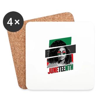 Black Lives Matter T-Shirt, Juneteenth 3 T-Shirt, Haare - Untersetzer (4er-Set) - Weiß - Vorne