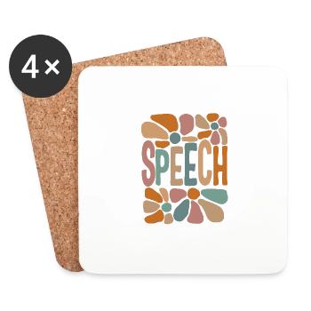 Logopäde Hemd, Speech Floral Bunt - Untersetzer (4er-Set) - Weiß - Vorne