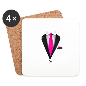 Smoking mit Krawatte für Hochzeiten und besondere - Untersetzer (4er-Set) - Weiß - Vorne