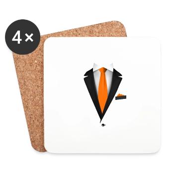 Smoking mit Krawatte für Hochzeiten und besondere - Untersetzer (4er-Set) - Weiß - Vorne