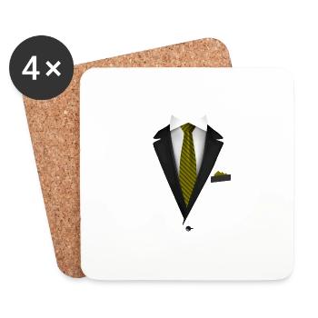 Tuxedo avec une cravate pour les mariages et spéciaux - Dessous de verre (lot de 4) - blanc - Devant