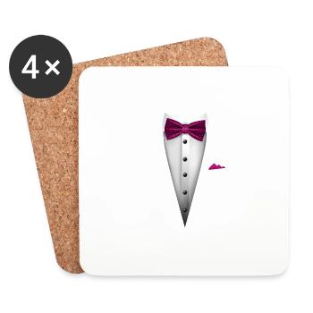 Tuxedo design with Bowtie For Weddings And - Coasters (set of 4) - white - Front