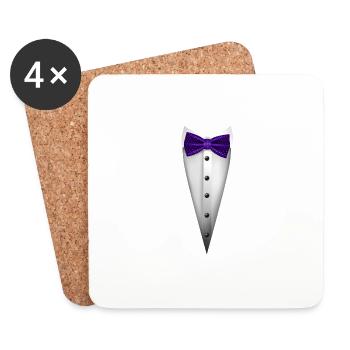 Tuxedo design with Bowtie For Weddings And - Coasters (set of 4) - white - Front