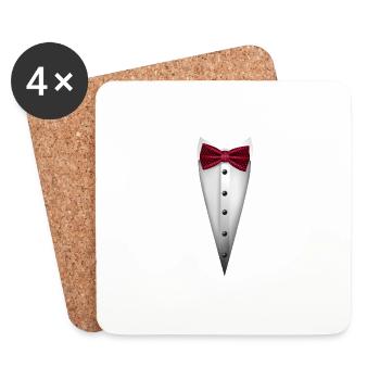 Tuxedo design with Bowtie For Weddings And - Coasters (set of 4) - white - Front