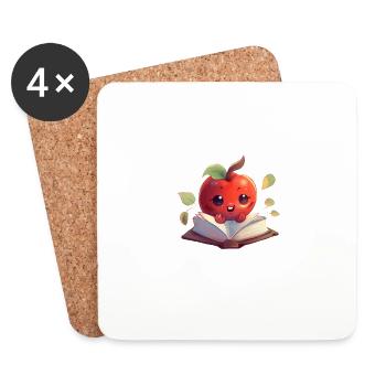 Book Reading Apple Picking Read Library Teacher - Coasters (set of 4) - white - Front