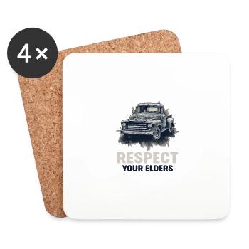 LKW Vintage Old Classic School Amerikanischer Pickup - Untersetzer (4er-Set) - Weiß - Vorne