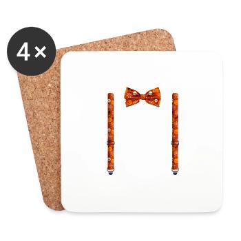 Funny Skulls Bow Tie with Suspenders Perfect - Coasters (set of 4) - white - Front