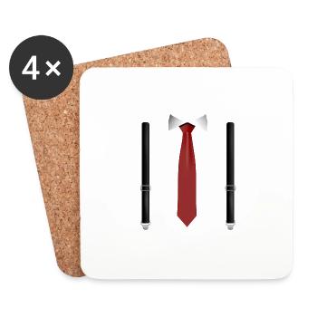 Funny Red Tie with Black Suspenders Perfect - Coasters (set of 4) - white - Front