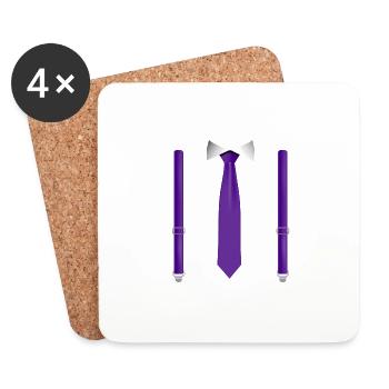 Funny Purple Tie with Black Suspenders Perfect - Coasters (set of 4) - white - Front