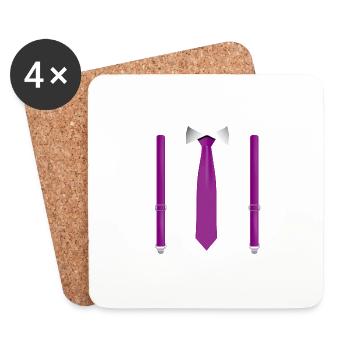 Funny Pink Tie with Black Suspenders Perfect - Coasters (set of 4) - white - Front