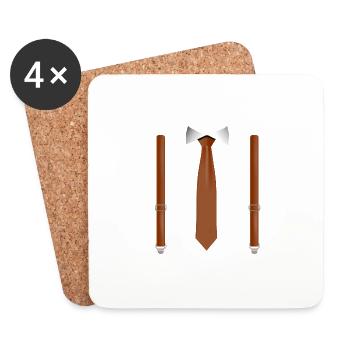 Funny Brown Tie with Black Suspenders Perfect - Coasters (set of 4) - white - Front