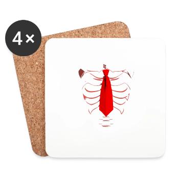 Squelette avec une cravate rouge drôle Halloween Design - Dessous de verre (lot de 4) - blanc - Devant