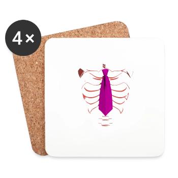 Squelette avec une cravate rose drôle Halloween Design - Dessous de verre (lot de 4) - blanc - Devant