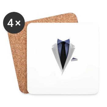 Smoking avec une cravate pour les mariages et spéciaux - Dessous de verre (lot de 4) - blanc - Devant