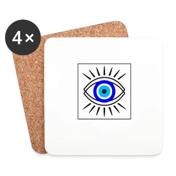 Griechisches Evil Eye Shirt, Der Evil Eye Fluch - Untersetzer (4er-Set) - Weiß - Vorne