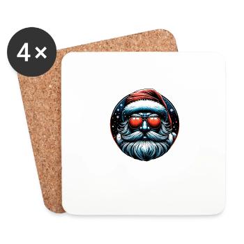Modern Santa Claus Cyber Punk design Funny Gift - Coasters (set of 4) - white - Front