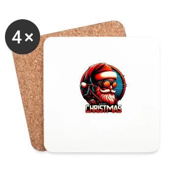 Moderner Weihnachtsmann Cyber Punk Design Lustiges Geschenk - Untersetzer (4er-Set) - Weiß - Vorne