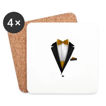 Tuxedo design with Moutard Bowtie For Weddings - Coasters (set of 4) - white - Front