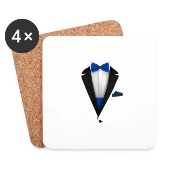 Smoking-Design mit blauer königlicher Fliege für Hochzeiten - Untersetzer (4er-Set) - Weiß - Vorne