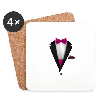 Tuxedo design with Pink Bowtie For Weddings And - Coasters (set of 4) - white - Front