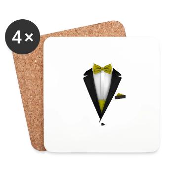 Tuxedo design with Bowtie For Weddings And - Coasters (set of 4) - white - Front