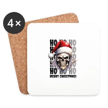 Christmas Skull Skull Horror Creepy - Coasters (set of 4) - white - Front