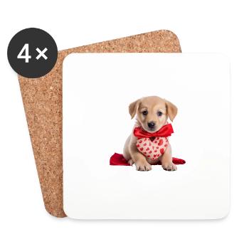 Puppy Love Bandana zum Valentinstag. Entzückend - Untersetzer (4er-Set) - Weiß - Vorne
