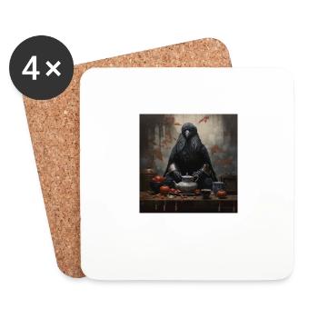 Japanese Art Japanese Woodblock Art Print Tea - Coasters (set of 4) - white - Front