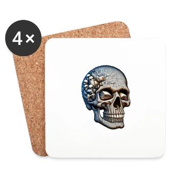 Wordsmith sagesse tête de mort chemise hommage à l’anglais - Dessous de verre (lot de 4) - blanc - Devant