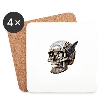 Literarische Überlieferung Totenkopf T-Shirt Englisch Lehrer's Classic - Untersetzer (4er-Set) - Weiß - Vorne