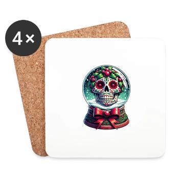 Yuletide Globe Totenkopf T-Shirt Weihnachtsstimmung und - Untersetzer (4er-Set) - Weiß - Vorne