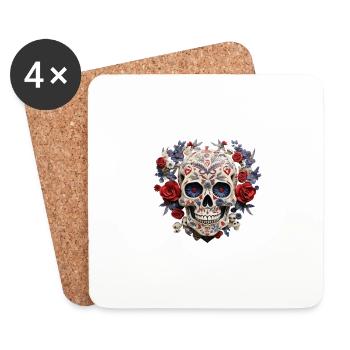 Forever Family Skull T Shirt Adoption Day - Coasters (set of 4) - white - Front