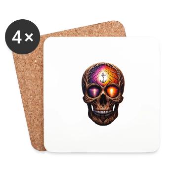 Dawn of Hope Skull Shirt Lifeline and Solidarity - Coasters (set of 4) - white - Front