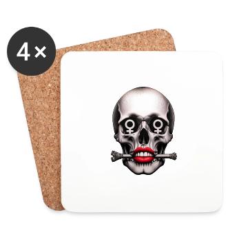 Rebel Heart Skull Shirt Feministische Stärke und - Untersetzer (4er-Set) - Weiß - Vorne