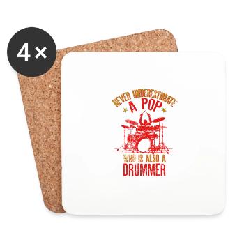 Ne sous-estimez jamais une pop qui est aussi un batteur » - Dessous de verre (lot de 4) - blanc - Devant
